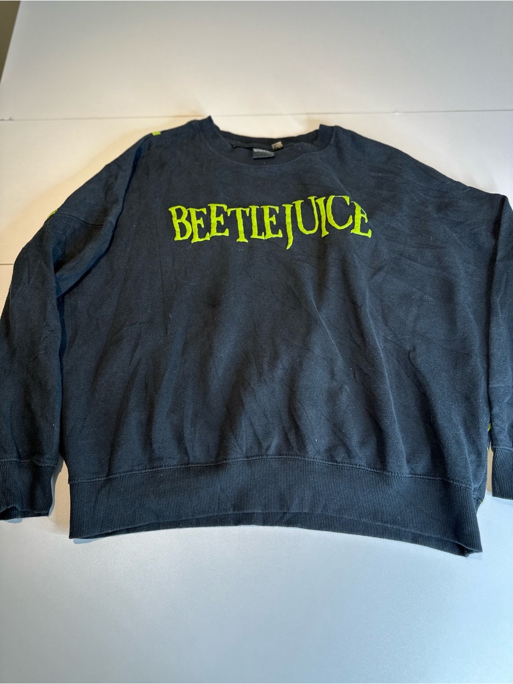 Beetlejuice Logo Crewneck Sweatshirt - Black with Neon Green Print